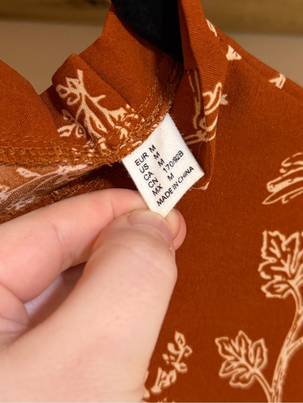 Rust Floral Long-Sleeve Women's Top with Pleated High Keyhole Neck - Picture 3 of 8